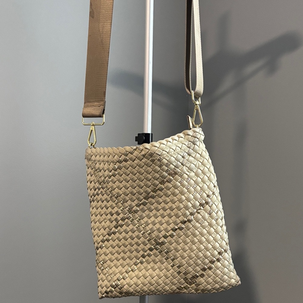 HAUTE SHORE Beige Woven Crossbody Bag